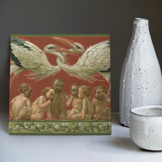 Anton Seders Zender Storks Jugendstilwall Fliese (Von Creator hochgeladen)