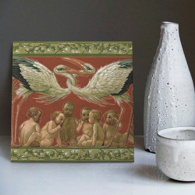 Anton Seders Zender Storks Jugendstilwall Fliese (Von Creator hochgeladen)