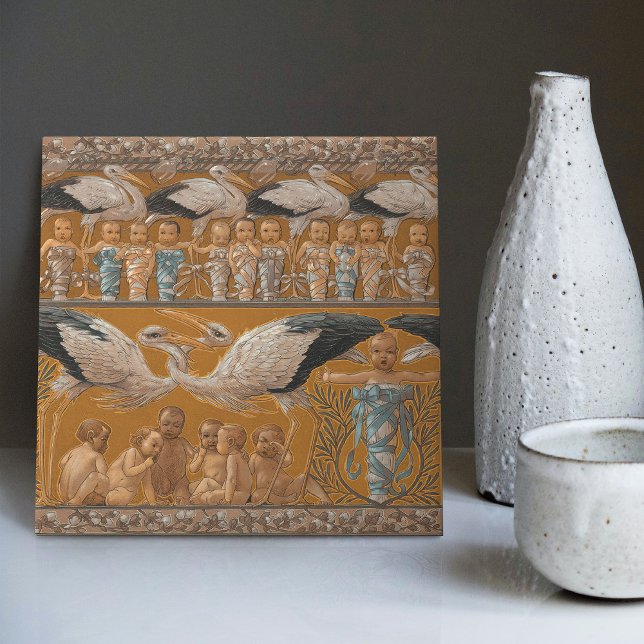 Anton Seders Zender Storks Jugendstilwall Fliese (Von Creator hochgeladen)