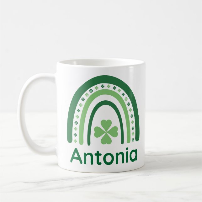 Antonia Name Clover Boho Rainbow Kaffeetasse (Links)