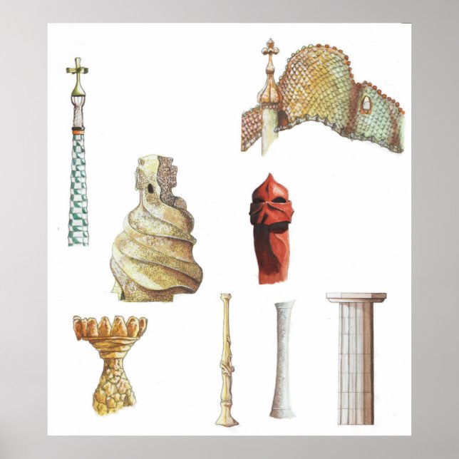 Antonio Gaudi. Barcelona. Spanien. Architektur Poster (Vorne)