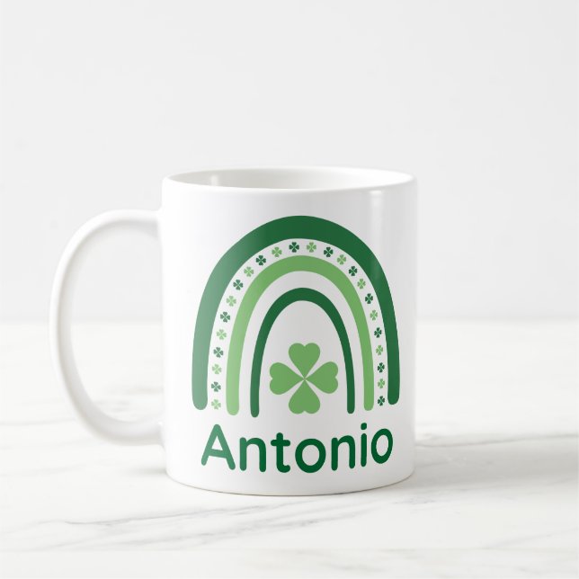 Antonio Name Clover Boho Rainbow Kaffeetasse (Links)