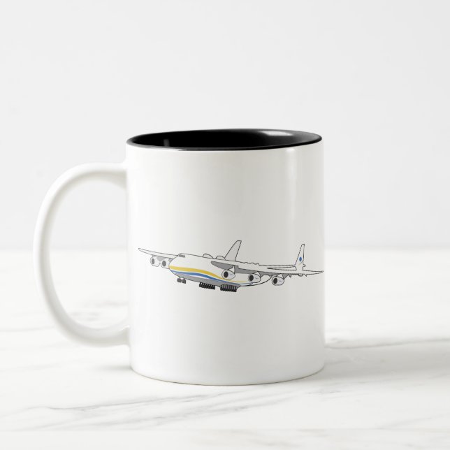Antonov 225 Mryia Ukraine Jumbo Jet Cargo Airplane Zweifarbige Tasse (Links)