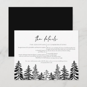 AnTORA Schwarz-Weiß-Moderne Pine Hochzeit Details Einladung