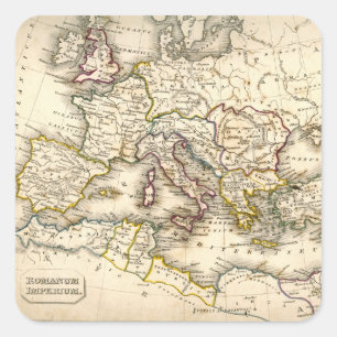 Antquie Karte von altem römischem Quadratischer Aufkleber