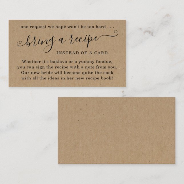 Antrag auf Erteilung eines Rezepts für Brautdusche Begleitkarte (Vorne/Hinten)