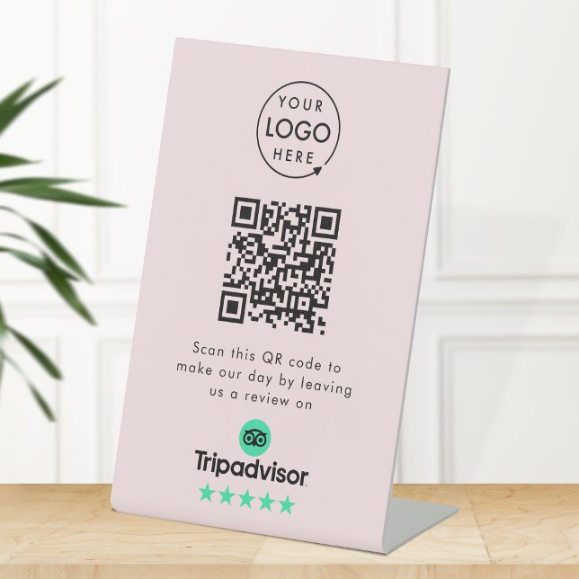 Antrag auf Überprüfung durch Tripadvisor | QR Code Sockelschild (Gain Tripadvisor reviews & grow your business with this rating request editable tabletop sign.)