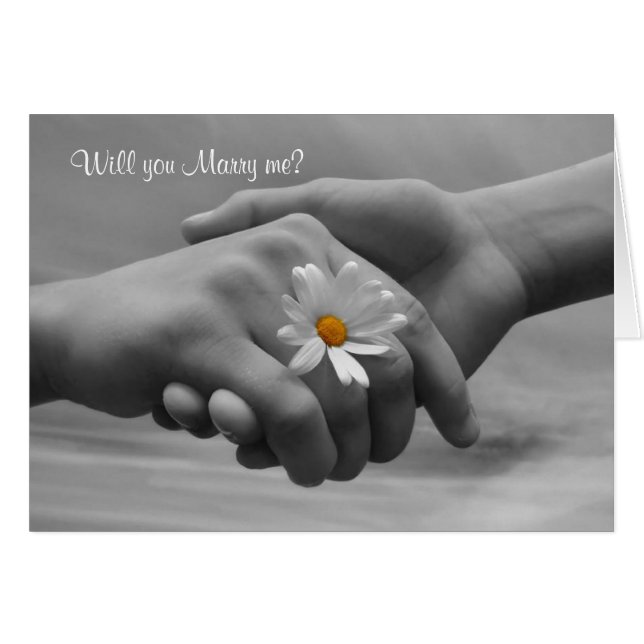 Antrag, heiraten mich Karte mit den Händen und (Vorderseite (Horizontal))