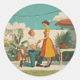 Antrag im Vintage-Garten-Moment Runder Aufkleber