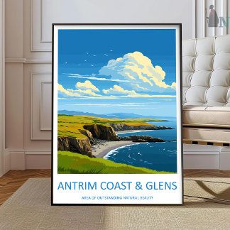 Antrim-Küste und Glens Reise Druck Wandkunst Antri Poster