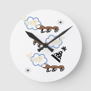Ants Fish Clouds Clock Runde Wanduhr