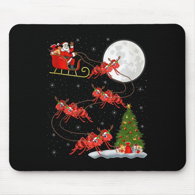 Ants Santa Sleigh Flying Funny Magical Christmas T Mousepad (Vorne)