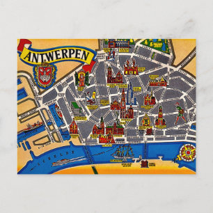 Antwerp Vintage-Straßenkarte Postkarte