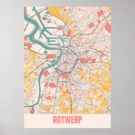 Antwerpen - Belgien Chalk City Map Poster