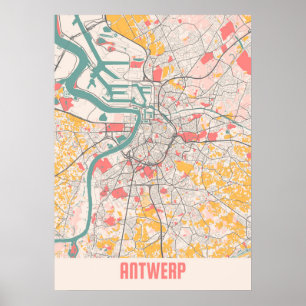 Antwerpen - Belgien Chalk City Map Poster
