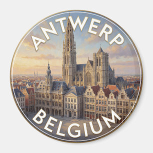 Antwerpen Belgien Kathedrale und historischer Plat Magnet