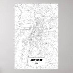 Antwerpen, Belgien (schwarz auf weiß) Poster