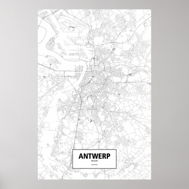 Antwerpen, Belgien (schwarz auf weiß) Poster (Vorne)