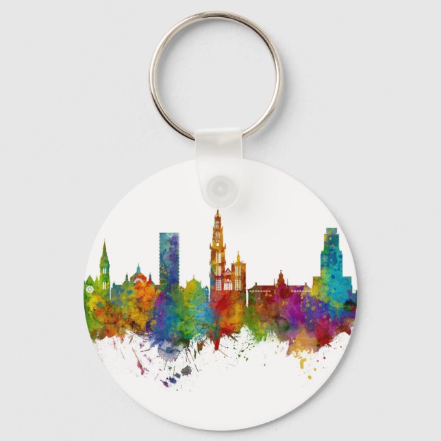 Antwerpen Belgien Skyline Schlüsselanhänger (Vorderseite)