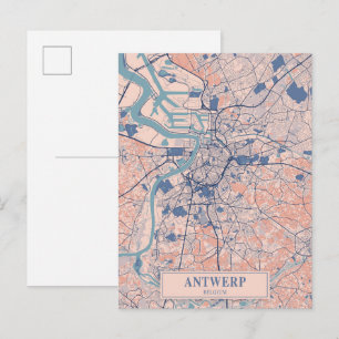 Antwerpen Belgien Windige Stadtplan Reise Postkarte