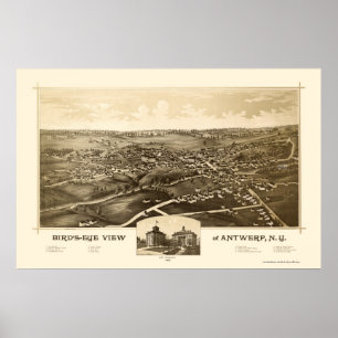 Antwerpen, NY Panoramic Map - 1888 Poster