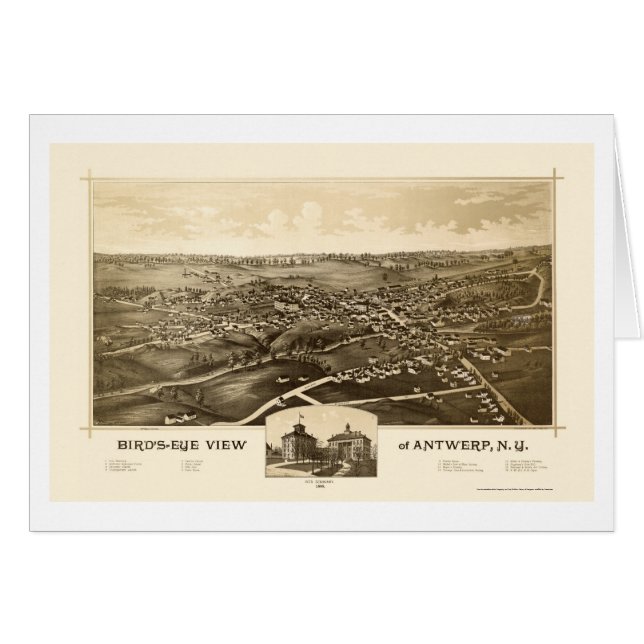 Antwerpen, NY panoramische Karte - 1888 (Vorderseite (Horizontal))