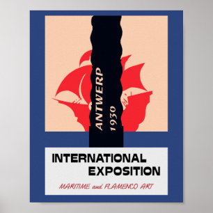 Antwerpen Retro Vintage Schifffahrt- und Flamenco- Poster