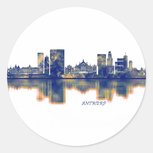 Antwerpen Skyline Runder Aufkleber (Vorderseite)