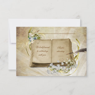 Antwort- Altes Hochzeitsbuch RSVP Karte