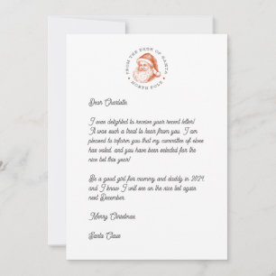 Antwort auf den Weihnachtsbrief zur Weihnachtsgesc Feiertagskarte