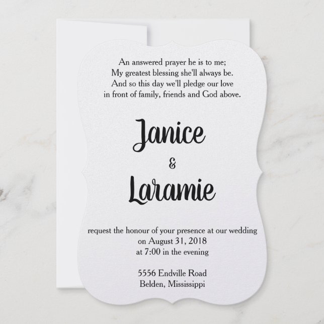 Antwort auf Gebete Einladung Hochzeit (Vorderseite)