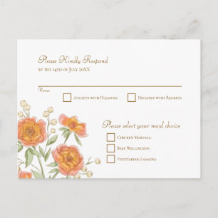 Antwort auf Orange Rose Hochzeits-RSVP Feiertagspostkarte