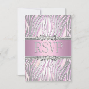 Antwort auf RSVP-Anfrage Zebra Rosa Weiß Silber