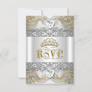 Antwort auf RSVP-Einladung Silber Weiß Gold Quince