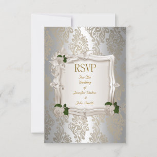Antwort auf RSVP Elegante Hochzeit Sepia Silber We