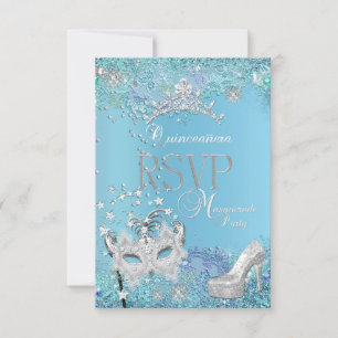Antwort auf RSVP Maskerade Quinceanera Blaue Tiara