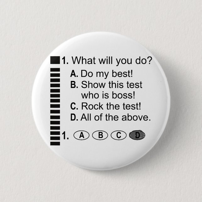 Antwort Blatt Rock The Exam School Testing Encoura Button (Vorderseite)