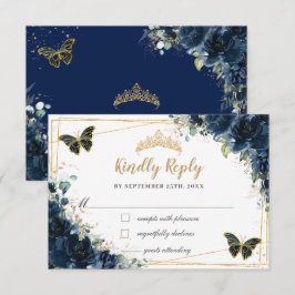 Antwort des Navy Blue Floral Gold Butterfly Quince