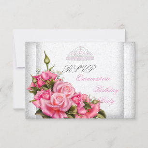 Antwort Erbeten Quinceanera Hübsche Rosa Rosen Wei