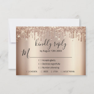 Antwort Hochzeit Glitter Braut Roségold Tropfen