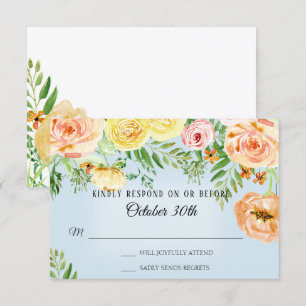 Antwort Hochzeit Moderne gelbe Rosen rosafarbene F Einladung