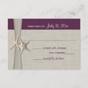 Antwort-Karte für Beach Amore Eggplant RSVP Karte