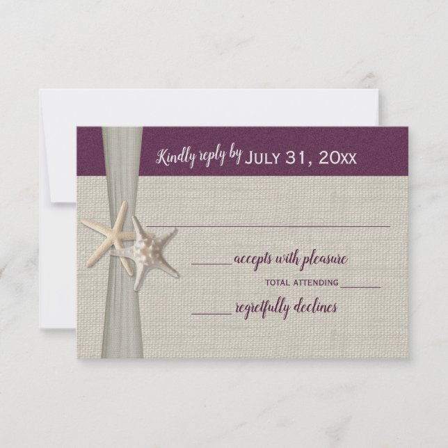 Antwort-Karte für Beach Amore Eggplant RSVP Karte (Vorderseite)