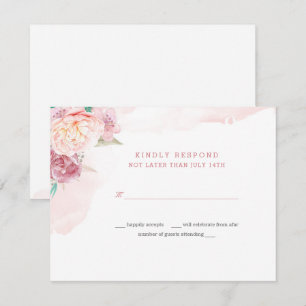 Antwort-Karte für Hochzeiten Erröten und Blüten Einladung