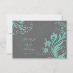 Antwort-Karte für Hochzeiten mit grauem Vintagem F RSVP Karte