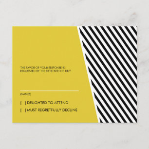 Antwort-Karte für Hochzeiten   Mod Stripes   Gelb RSVP Karte