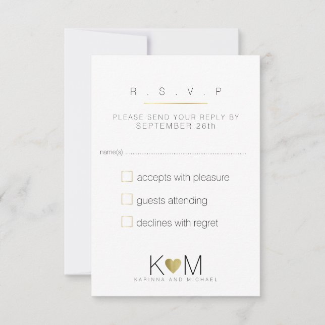 Antwort, uAwg elegant, weiß & klar Hochzeit RSVP Karte (Vorderseite)