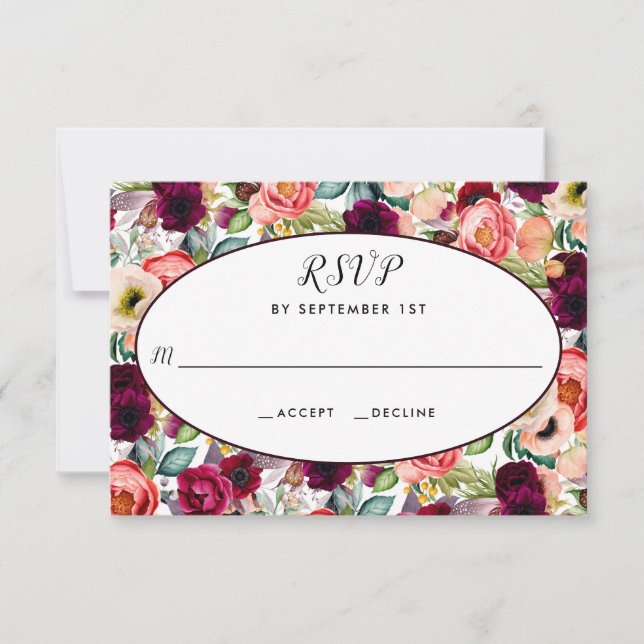Antwort von Romantic Garden Floral Wedding RSVP (Vorderseite)