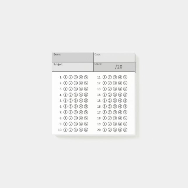 Antwortblatt (Blasen)-Schwarz und Weiß Post-it Klebezettel (Vorderseite)