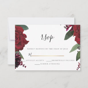 Antworten Elegantes reiches Burgunder-Marsala- RSVP Karte